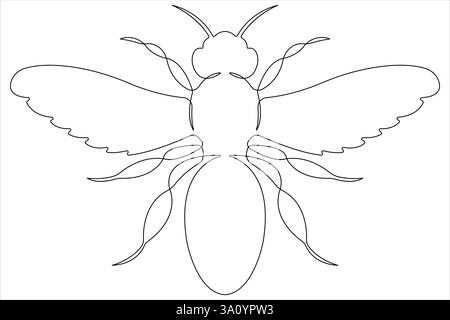 Continuous one line art drawing of honey bee art concept illustration for honey bee simple line vector Stock Vector