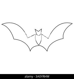 Vector illustration of Halloween bat continuous one line art drawing minimalist design Stock Vector