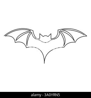 Vector illustration of Halloween bat continuous one line art drawing minimalist design Stock Vector