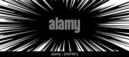 Abstract illustration featuring an explosion of black lines radiating from center on white background creating dynamic visual impact suitable for desi Stock Vector