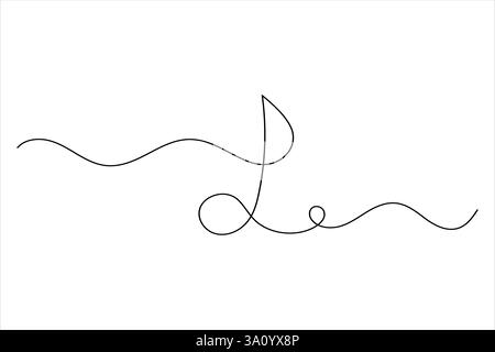 Music notes one line drawing and isolated continuous outline vector illustration icon Stock Vector