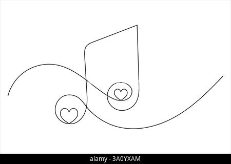 Music notes continuous one line drawing. Vector isolated on white Stock ...