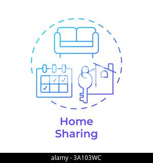 Home sharing blue gradient concept icon Stock Vector