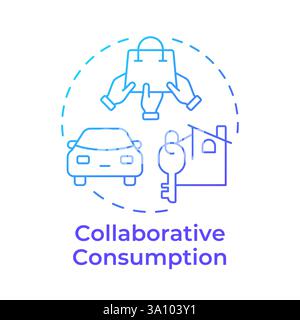 Collaborative consumption blue gradient concept icon Stock Vector