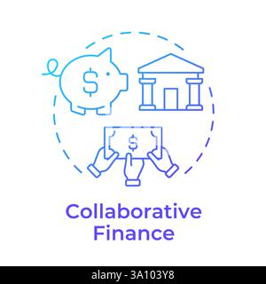 Collaborative finance blue gradient concept icon Stock Vector