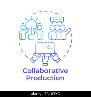 Collaborative production blue gradient concept icon Stock Vector