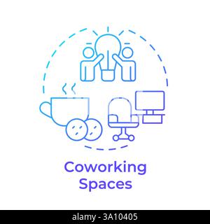 Coworking spaces blue gradient concept icon Stock Vector
