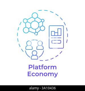 Platform economy blue gradient concept icon Stock Vector