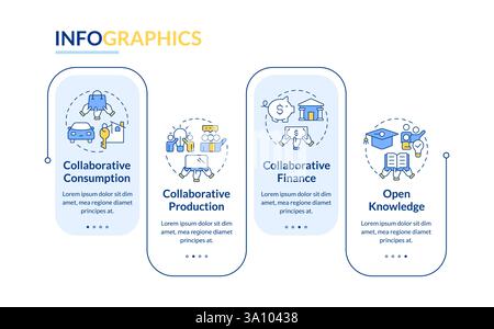 Types of collaborative economy rectangle infographic vector Stock Vector