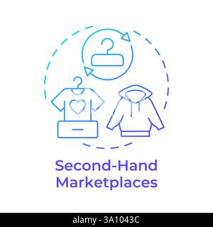 Second hand marketplaces blue gradient concept icon Stock Vector