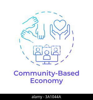 Community based economy blue gradient concept icon Stock Vector
