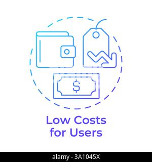 Low costs for users blue gradient concept icon Stock Vector
