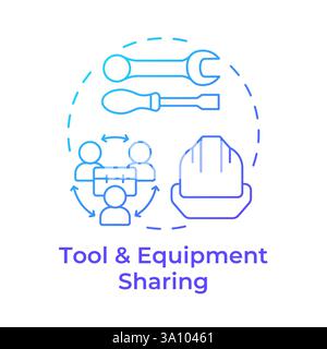Tool and equipment sharing blue gradient concept icon Stock Vector