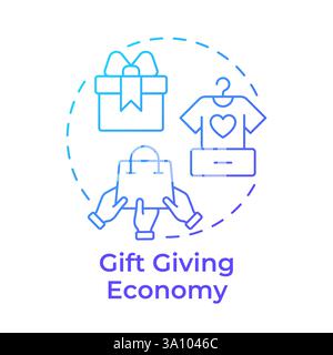 Gift giving economy blue gradient concept icon Stock Vector