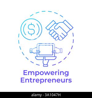 Empowering entrepreneurs blue gradient concept icon Stock Vector