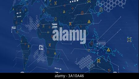 World map with data points and network connections image Stock Photo