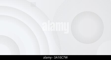 Abstract modern white background with circles and circular stripes on white base Stock Vector