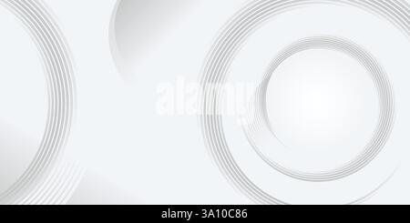Grey abstract background with white circle lines. Geometric stripe line art design Stock Vector
