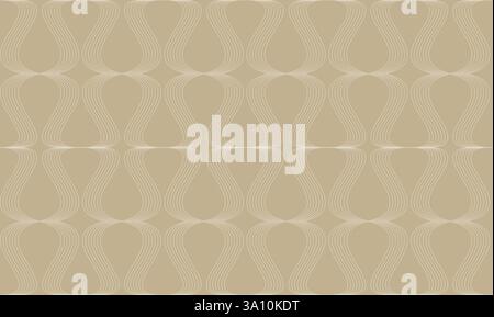 Seamless pattern of geometric, graphic and curved white lines on khaki or beige background. Abstract high resolution full frame background. Stock Photo