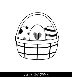 Colorful eggs in a wicker basket for a festive spring celebration and family gathering Stock Vector