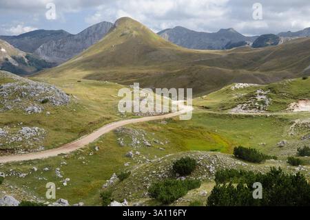 Stog peak of Zelengora mountain range on the road to Lake Orlovacko in Sutjeska National Park, Bosnia and Herzegovina Stock Photo