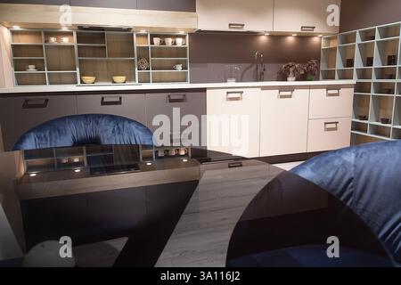 Modern kitchen in luxury home. Interior Stock Photo