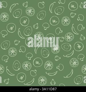 Healthy food vegetable background hand drawn illustrator seamless Stock Vector