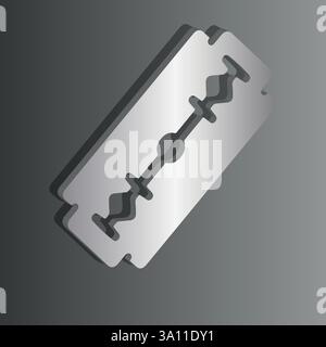 3D Blade razor icon with shadow.A vector illustration of a double-edged razor blade, symbolizing grooming, shaving, and precision. Stock Vector