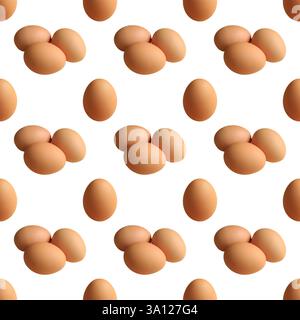 Seamless Pattern of Single with Triple Eggs on white background Stock Photo