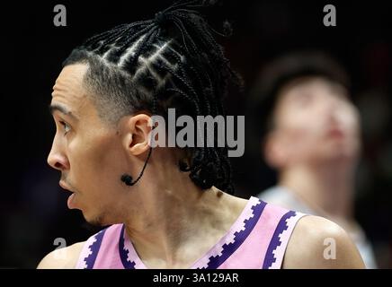Beijing, China. 6th Mar, 2025. Travis Trice of Beijing Royal Fighters reacts during the 36th round match between Beijing Royal Fighters and Zhejiang Golden Bulls at the 2024-2025 Chinese Basketball Association (CBA) league in Beijing, China, March 6, 2025. Credit: Wang Lili/Xinhua/Alamy Live News Stock Photo
