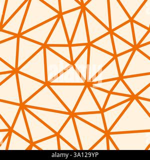 Abstract mosaic background. Orange color. Medium triangles size. Medium lines weight. Repeatable pattern. Seamless tileable vector illustration. Stock Vector