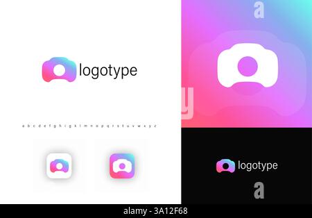 Minimalist gradient camera logo, symbolizing modern photography, media, and digital creativity. Perfect for photography businesses, content creators Stock Vector
