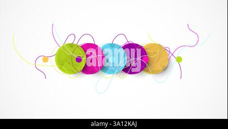 Abstract colored background.  Wireframe circles. Modern science or technology art elements. Surface illustration. Vector. Stock Vector