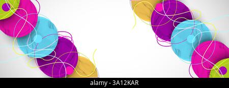 Abstract colored background.  Wireframe circles. Modern science or technology art elements. Surface illustration. Vector. Stock Vector