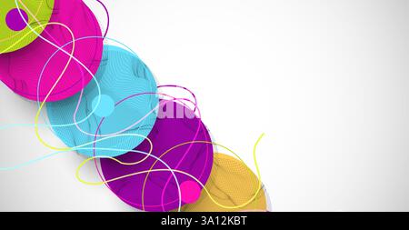 Abstract colored background.  Wireframe circles. Modern science or technology art elements. Surface illustration. Vector. Stock Vector