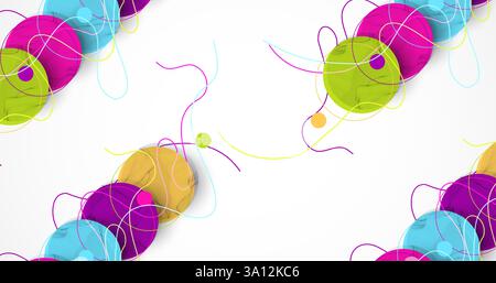 Abstract colored background.  Wireframe circles. Modern science or technology art elements. Surface illustration. Vector. Stock Vector