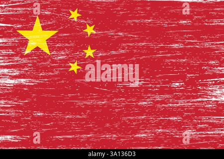Flag of China with grunge texture, national symbol Stock Vector