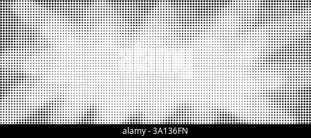 Halftone background in the shape of rays, star. Big and small black dots, horizontal monochrome abstract poster, shine and explosion pop art vector Stock Vector