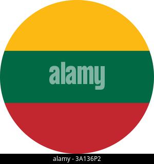 Flag of Lithuania round shape, national symbol Stock Vector