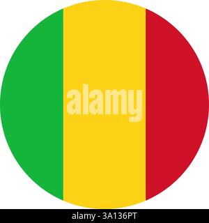 Flag of Mali round shape, national symbol Stock Vector