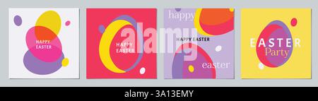 Happy Easter creative concept cards set. Celebration of easter holiday, decoration for banner, cover, label, poster, sales and party invitations. Stock Vector