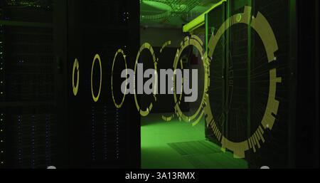 Image of scope scanning over server room Stock Photo