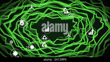 Image of eco icons and network of connections Stock Photo