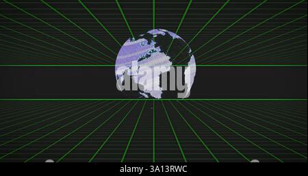 Image of spinning globe over squares Stock Photo