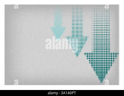 Abstract gradient polka dot arrows pointing down on gray background Stock Vector