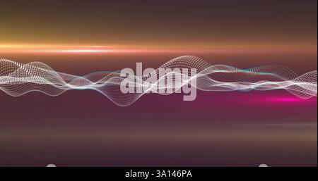 Image of shapes moving over neon light trail Stock Photo