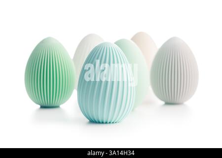 Easter decoration. Colorful eggs isolated on a white background. Stock Photo