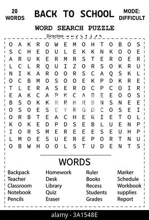 Back to school word search puzzle for kids. Vector Stock Vector Image ...
