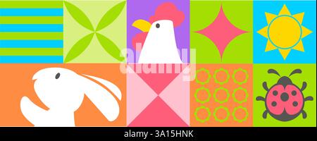 Easter Patchwork Horizontal Banner vector Stock Vector