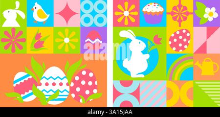 Horizontal Easter Patchwork Banner vector Stock Vector